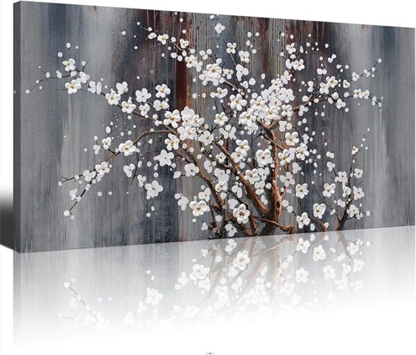 Plum Blossom Canvas Wall Art Brown Wall Decor Living Room Bedroom Pictures for Wall Over Bed Framed Artwork for Wall Modern Canvas Paintings for Wall Decorations Office Decor