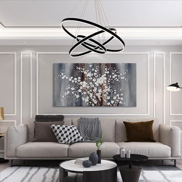 Plum Blossom Canvas Wall Art Brown Wall Decor Living Room Bedroom Pictures for Wall Over Bed Framed Artwork for Wall Modern Canvas Paintings for Wall Decorations Office Decor - Image 3