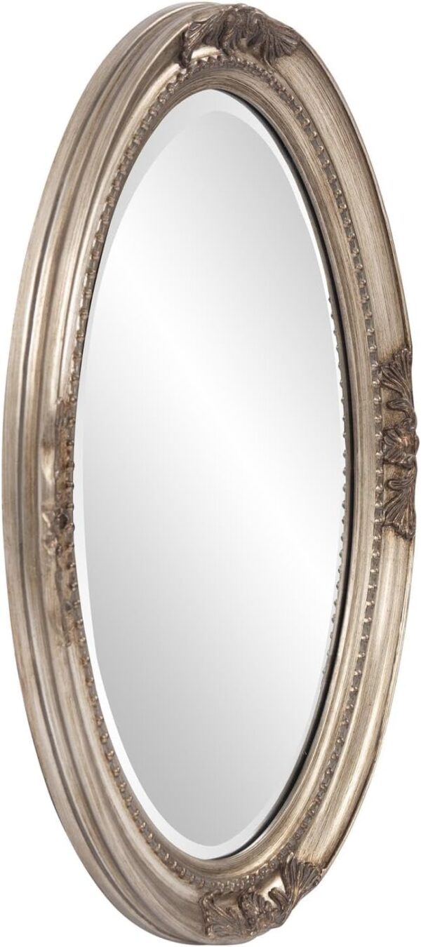 Oval Antique Silver Leaf Wall Mirror, Oval Bevelled Hanging Wood Framed Vanity Mirrors for Home Decor, Living Room, Bathroom, Bedroom, or Hallway, 25 x 33 Inch - Image 2