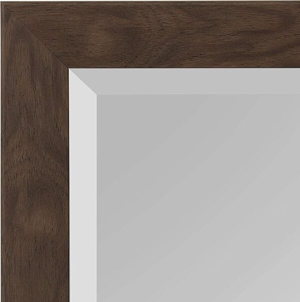 DesignOvation Beatrice Framed Decorative Rectangle Wall Mirror, 22 x 28, Walnut Brown, Farmhouse Rectangular Vanity Mirror for Use as Bathroom Mirror for Over Sink or Rustic Entryway Mirror - Image 3