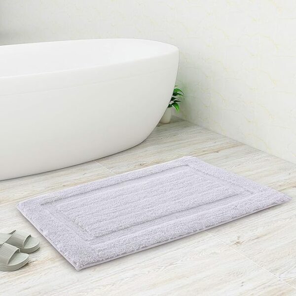 Microfiber Non-Slip Bathroom Rug - Extra Absorbent Shaggy Bath Mat, Soft Luxury Hotel Shower Carpet with Non-Skid Backing (17.5 x 27 inch, White) - Image 2