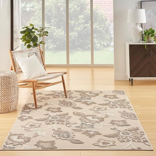 Indoor/Outdoor Beige 3'6" x 5'6" Area Rug, Easy Cleaning, Non Shedding, Bed Room, Living Room, Dining Room, Kitchen (4x6) - Image 2