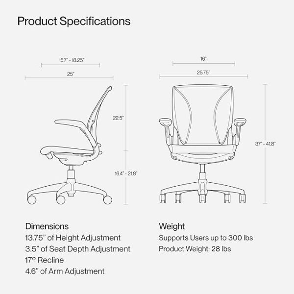 World One Ergonomic Desk Chair for Home Office, Height Adjustable Rolling Chairs for Desks, Black Mesh Office Chair with Built in Lumbar Support, Office Task Chair for Men Women… - Image 3