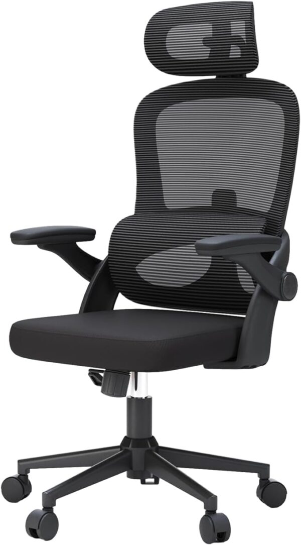 M102C Ergonomic Mesh Office Chair, High Back Desk Chair with 3D Armrests, Up&Down Lumbar Support, Swivel Computer Task Chair with Adjustable 2D Headrest, Tilt Function Black