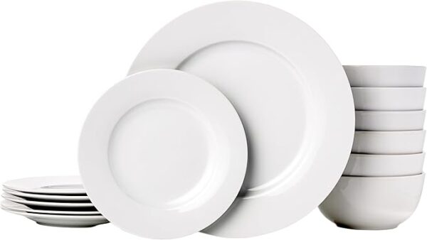 18-Piece White Dinnerware Set, Plates, Bowls, Service for 6